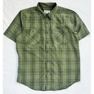 Orvis Shirt Mens Medium‎ Green Plaid Button Up Fishing Hiking Christmas
